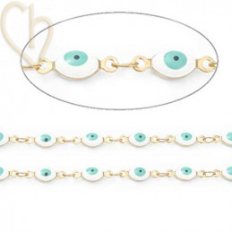 Edelstaal RVS ketting met witte email