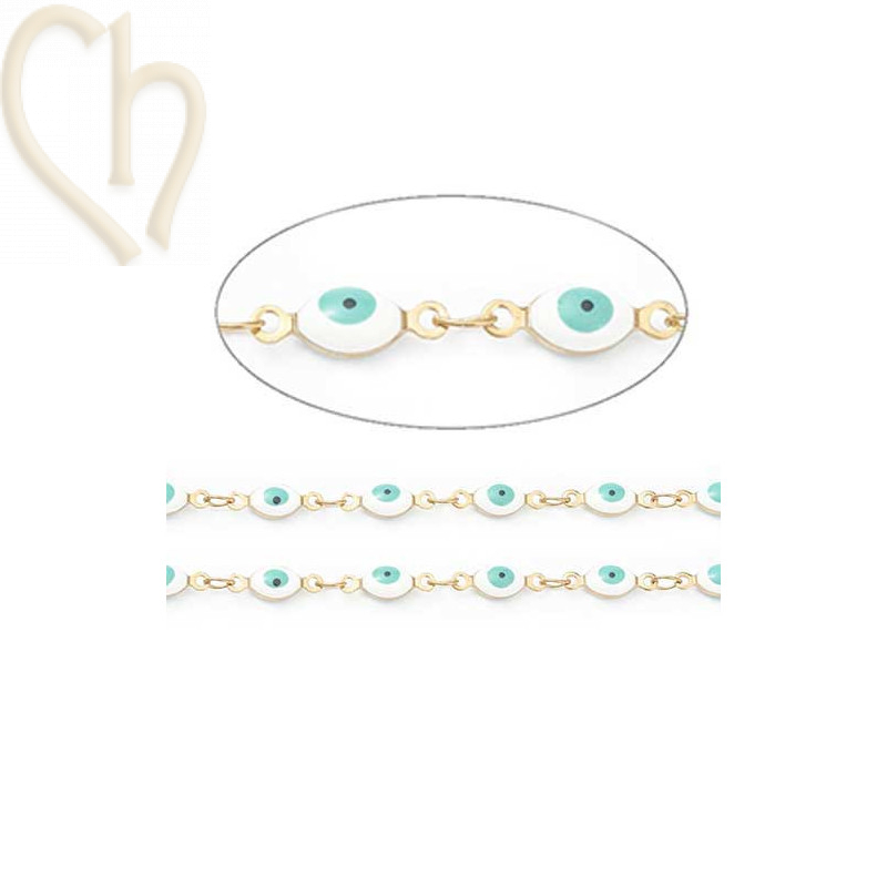 Edelstaal RVS ketting met witte email