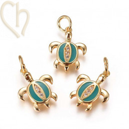 Charms Gold Plated "Turtle" 15mm with stone
