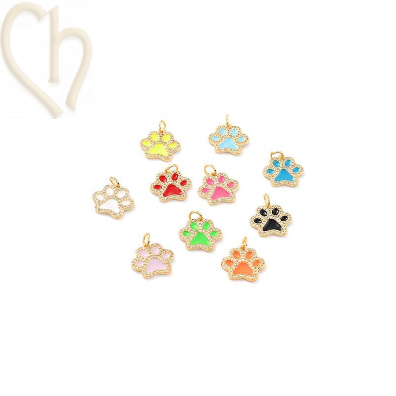 Charms Gold Plated "patte" 15mm avec pierre