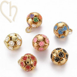 Charms Gold Plated ball 15mm smiley