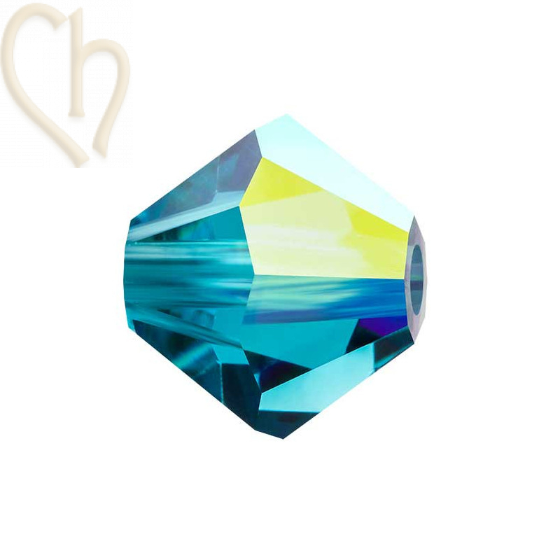 Preciosa Crystal Rondelle Bead 4mm Indicolite AB