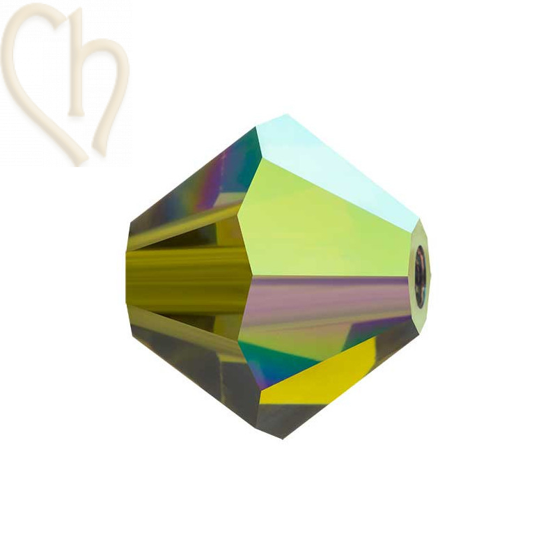 Preciosa Crystal Rondelle Bead 4mm Olivine AB