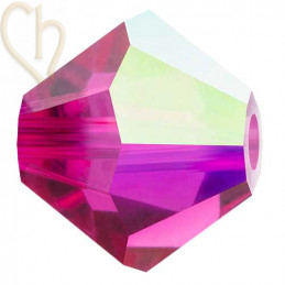 Preciosa Crystal Rondelle Bead 4mm Fuchsia AB