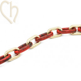 Acrylic chain Red marbled with Gold
