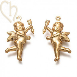 Pendentif Acier cupido 30mm Gold Plated