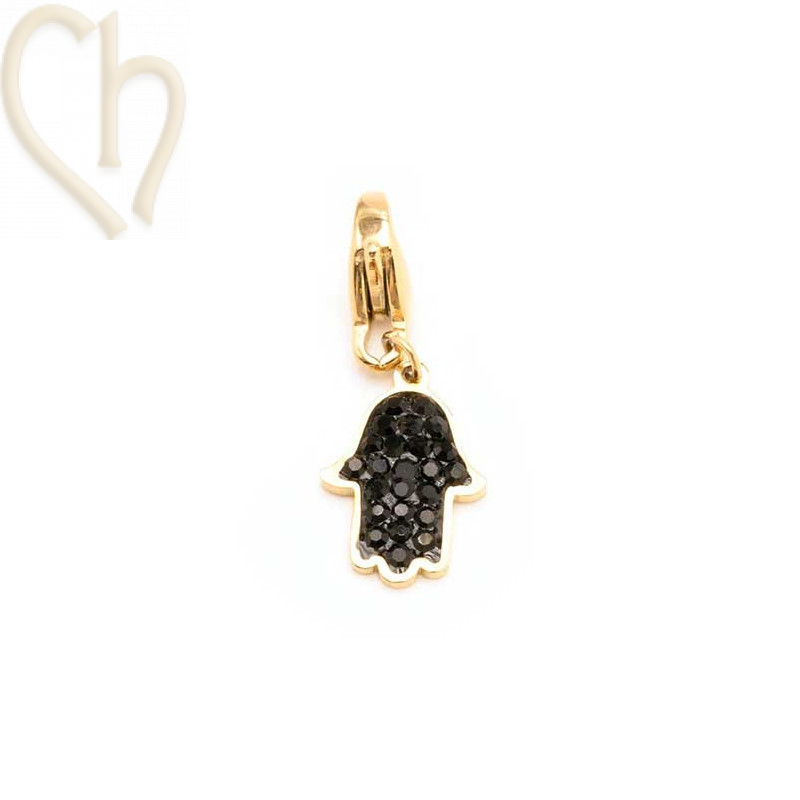 Pendant Stainless Steel hand 10mm with strass Gold Plated