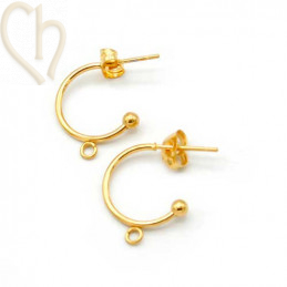 Earrings steel Fashion rond 10mm Gold with ring