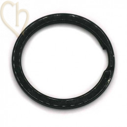 dubbele ring plat staal 30 mm voor sleutelhanger Zwart