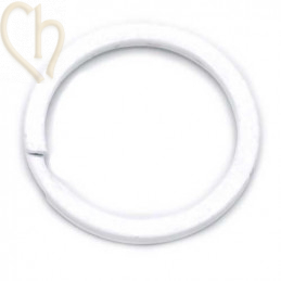 dubbele ring plat staal 30 mm voor sleutelhanger Wit