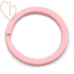 Double anneau plat acier 28mm pour porte clé Rose