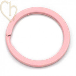 dubbele ring plat staal 30 mm voor sleutelhanger Roze
