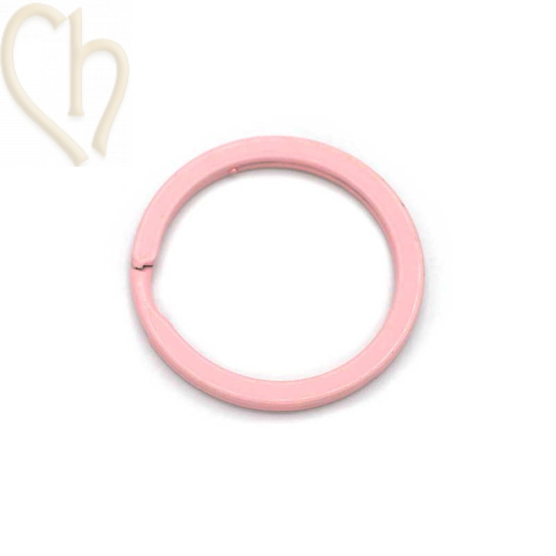 Double anneau plat acier 28mm pour porte clé Rose