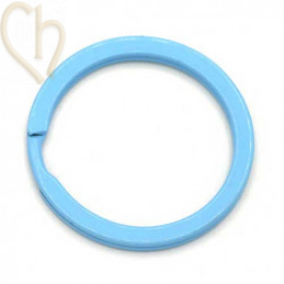 dubbele ring plat staal 30 mm voor sleutelhanger Lichtblauw