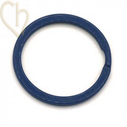 dubbele ring plat staal 30 mm voor sleutelhanger Marineblauw