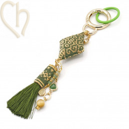 Double anneau plat acier 28mm pour porte clé Vert