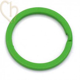 dubbele ring plat staal 30 mm voor sleutelhanger Groen