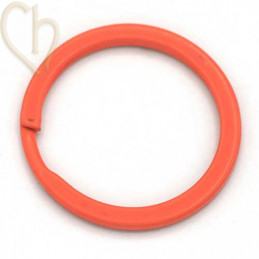dubbele ring plat staal 30 mm voor sleutelhanger Oranje