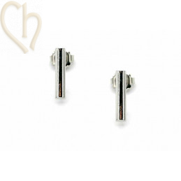 Earrings Fashion barette 15mm Rhodium with ring