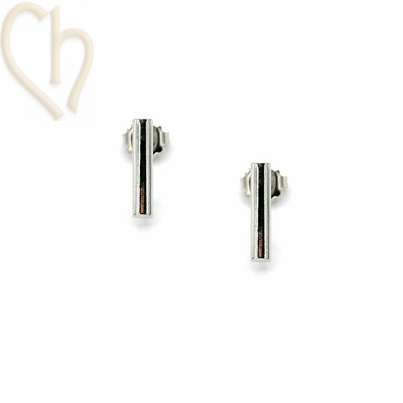 Boucles d'Oreilles barette 15mm Rhodium avec anneau