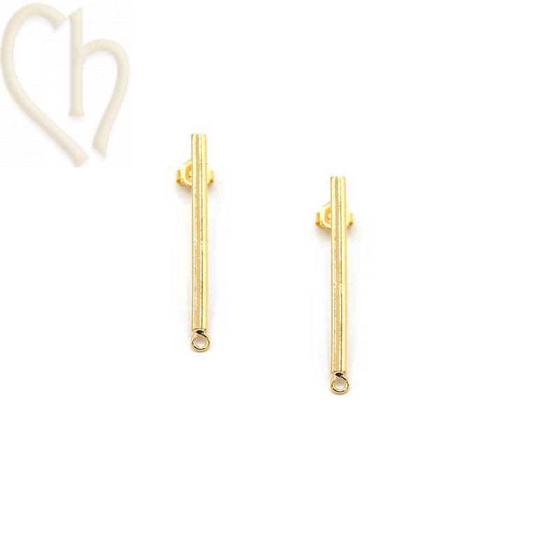 Boucles d'Oreilles barette 25mm Gold avec anneau Boucles d'Oreilles barette 25mm Gold avec anneau