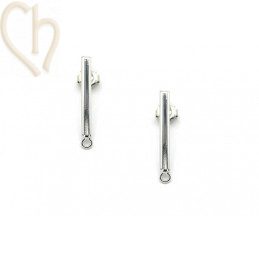 Boucles d'Oreilles barette 25mm Rhodium avec anneau
