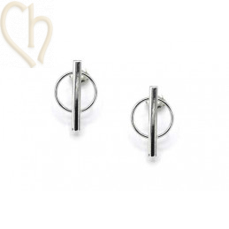 Earrings Fashion barette 25mm Rhodium with ring 15mm