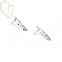 Boucles d'Oreilles barette 25mm Rhodium avec anneau 15mm