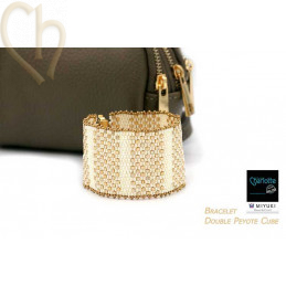 Kit bracelet Double Peyote Cube in Ivory Gold
