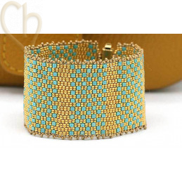 Kit armband Double Peyote Cube in Turquoise Gold