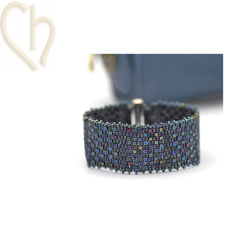 Kit bracelet Double Peyote Cube in Navy Blue