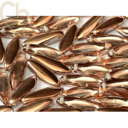 Dagger glass beads 5*16mm Crystal Capri Gold Full
