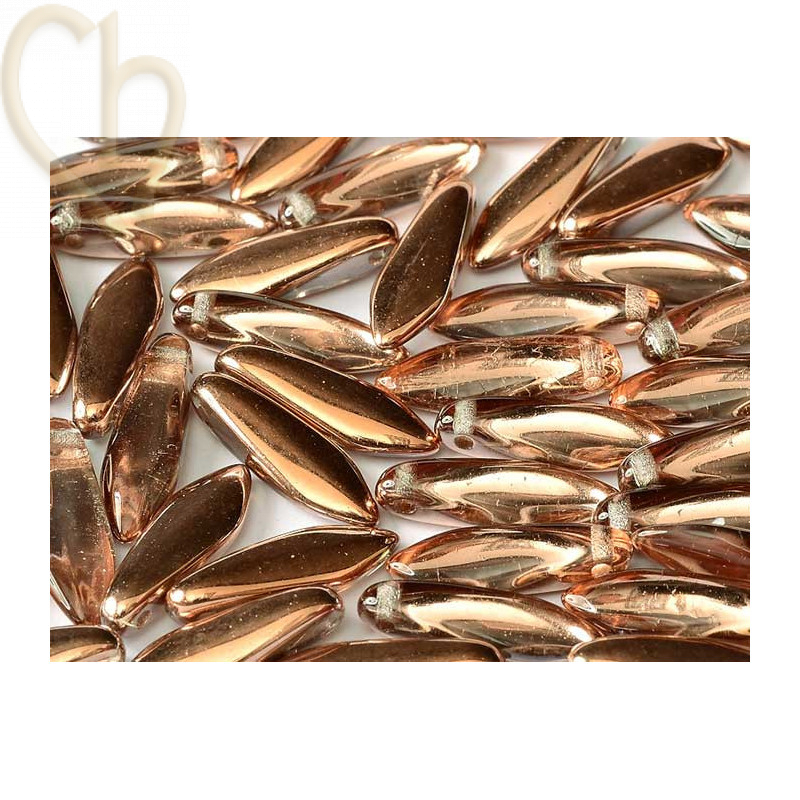 Dague perles en verre 5*16mm Crystal Capri Gold Full