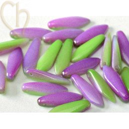 Dagger glass beads 5*16mm Chalk Chalk White Funky Orchid