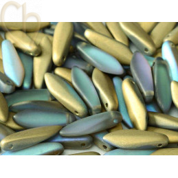 Dagger glass beads 5*16mm Cristal Golden Rainbow Matted