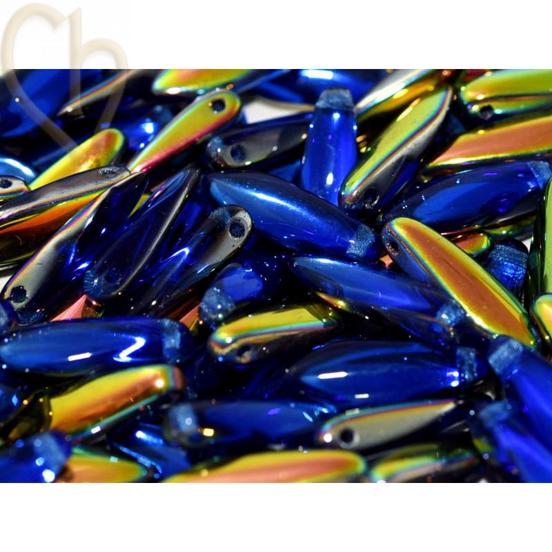 Dagger glass beads 5*16mm Sapphire Vitrail