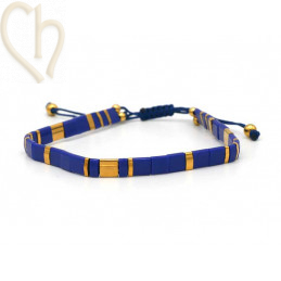 Armbandje met Miyuki kralen Tila Navy Gold