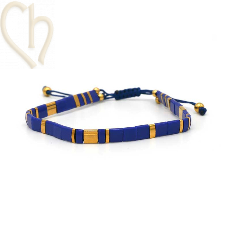 Kit bracelet with Miyuki Tila Navy Gold