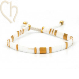 Kit bracelet with Miyuki Tila White Gold