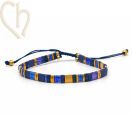 Armbandje met Miyuki kralen Tila Cobalt Gold