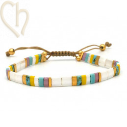 Kit bracelet with Miyuki Tila White Rainbow