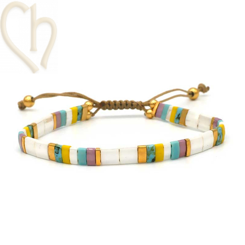 Kit bracelet with Miyuki Tila White Rainbow