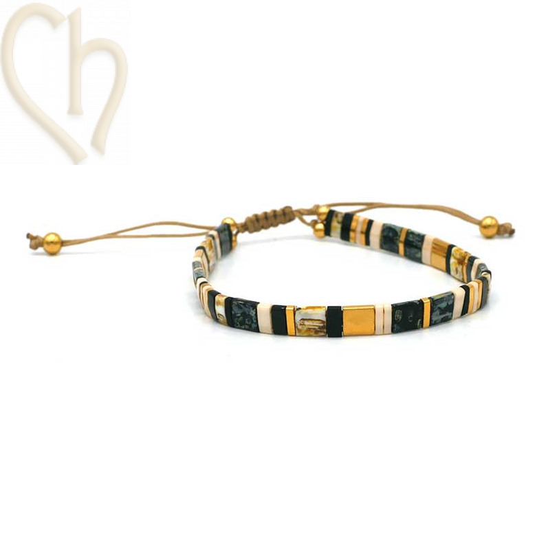 Kit bracelet with Miyuki Tila Black Gold