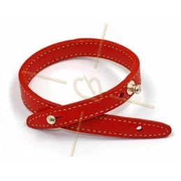 leather bracelet 25cm red