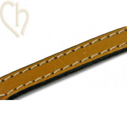 cuir 10mm avec coutures contrastantes marron clair