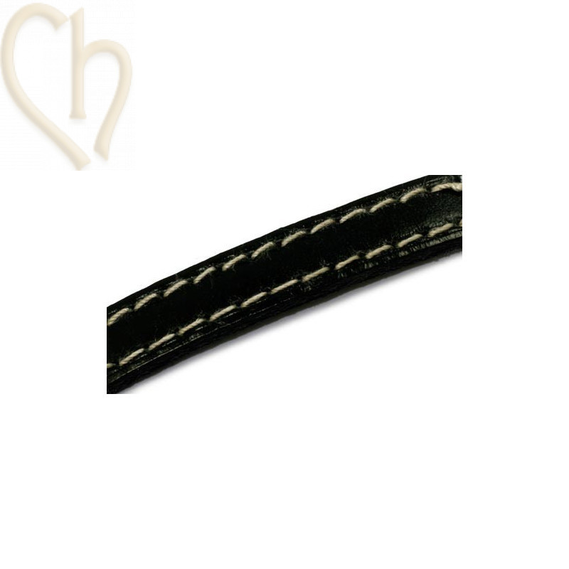 cuir 10mm avec coutures contrastantes noir