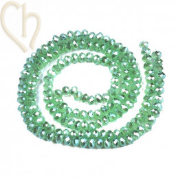 Ronde aplatie facettées 3x2mm couleur Medium Aquamarine