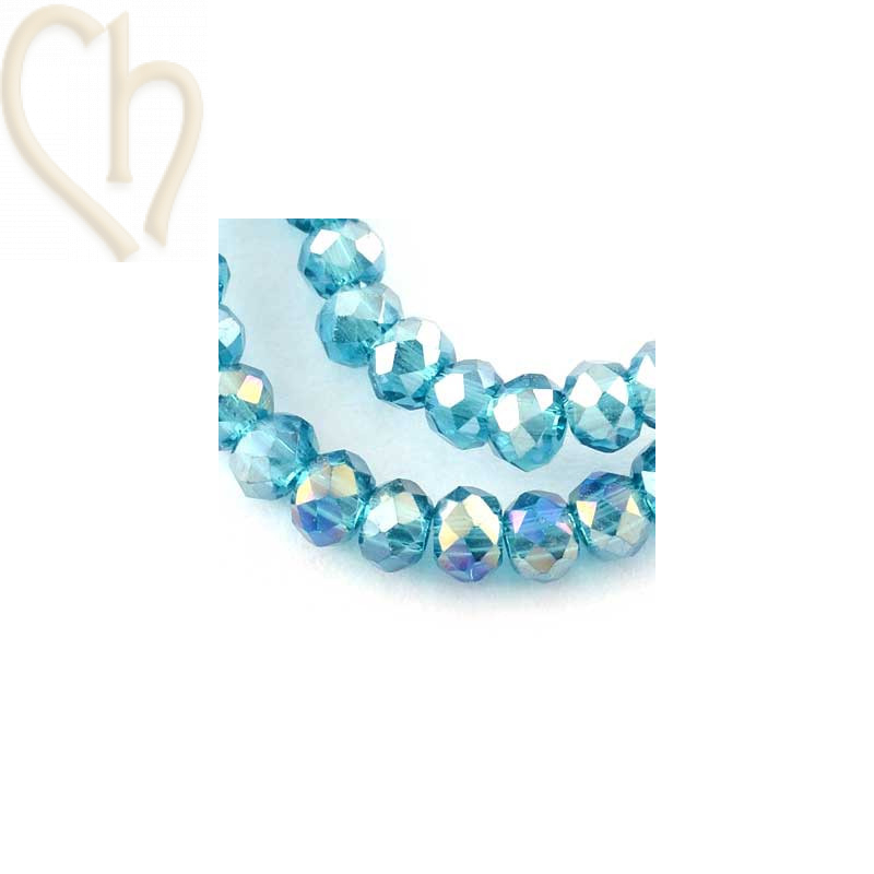 Round flattened facetted glassbead 3x2mm color Cadet blue Round flattened facetted glassbead 3x2mm color Cadet blue