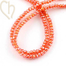 Round flattened facetted glassbead 3x2mm color Orange