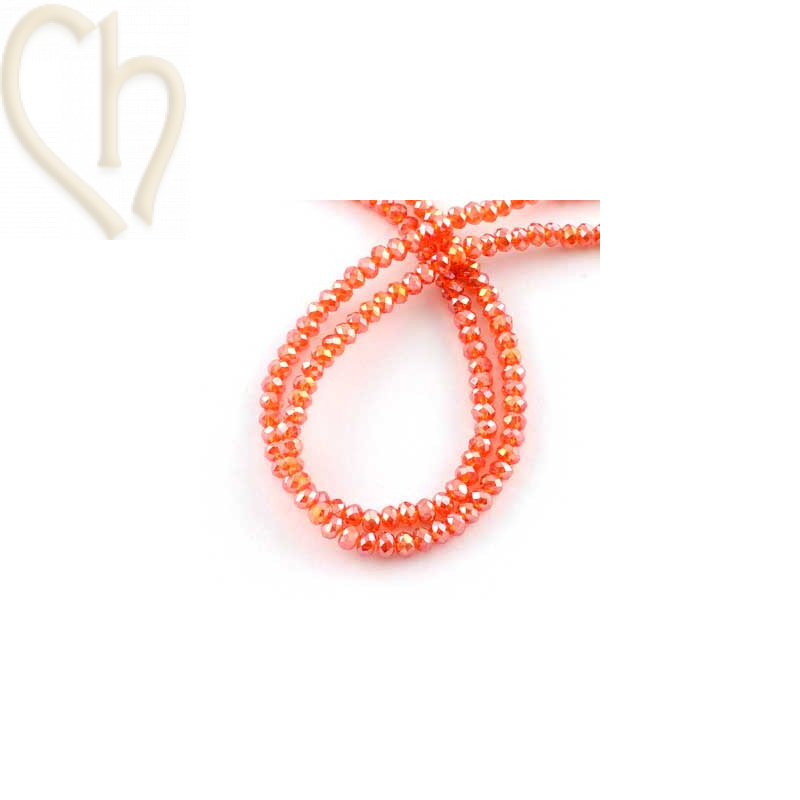 Round flattened facetted glassbead 3x2mm color Orange